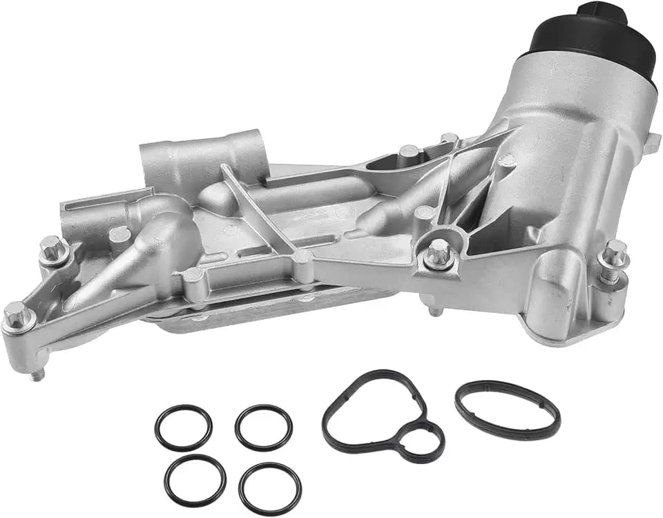 X AUTOHAUX 93186324 Engine Oil Cooler Oil Filter Housing Adapter Assembly with Gaskets for Chevy Aveo for Chevrolet Cruze Sonic Trax 1.8L for Pontiac for Saturn 25199751 1.8 Engine Oil Cooler
