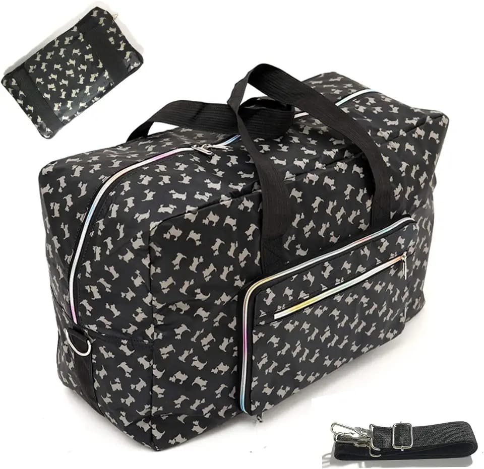 22" Foldable Large Travel Duffel Duffle Bag Sports Gym Tote Bag For Women Overnight Carryon Weekend Bag Shoulder Bag Water Resistant