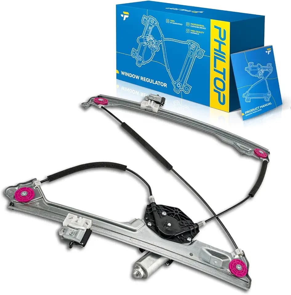 PHILTOP 751-777 Front Right Passenger Side Power Window Regulator and Motor Assembly Compatible with Chevrolet Silverado 1500, Sierra 1500, Silverado 2500 HD, Sierra 2500 HD, 1500 LD, 3500 HD,2 Pins