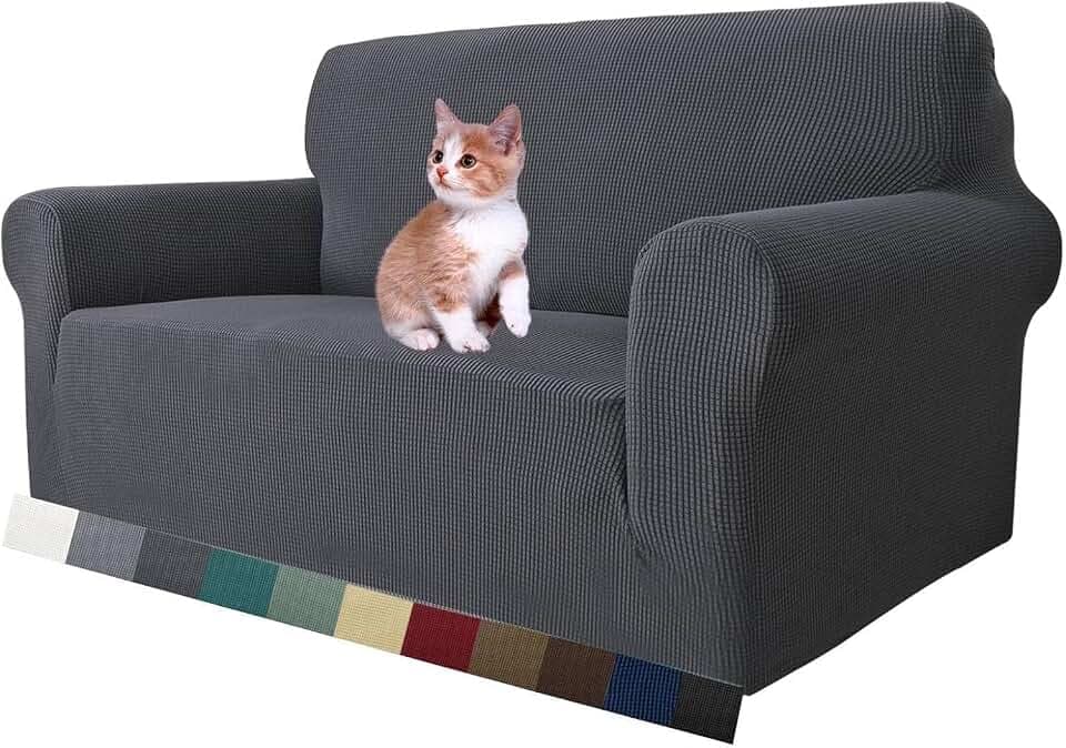 MAXIJIN Super Stretch Sofabezug 2 Sitzer in 1 Stück Sofahusse Universal Schonbezug Jacquard Spandex Haustierfreundlich (2-Sitzer, Grau)