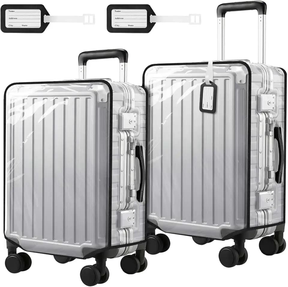 2 Pack 30 Inch Clear PVC Suitcase Cover Protectors Transparent Waterproof Dustproof and Anti-Scratch for Wheeled Luggage Travel