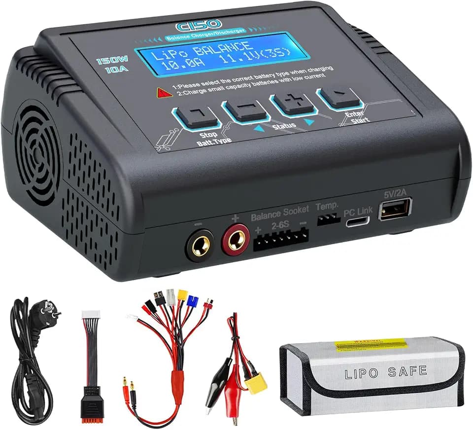 HTRC C150 LiPo-Ladegerät 150W 10A, RC-Akku-Ladegerät für LiPo/LiHV 1–6S