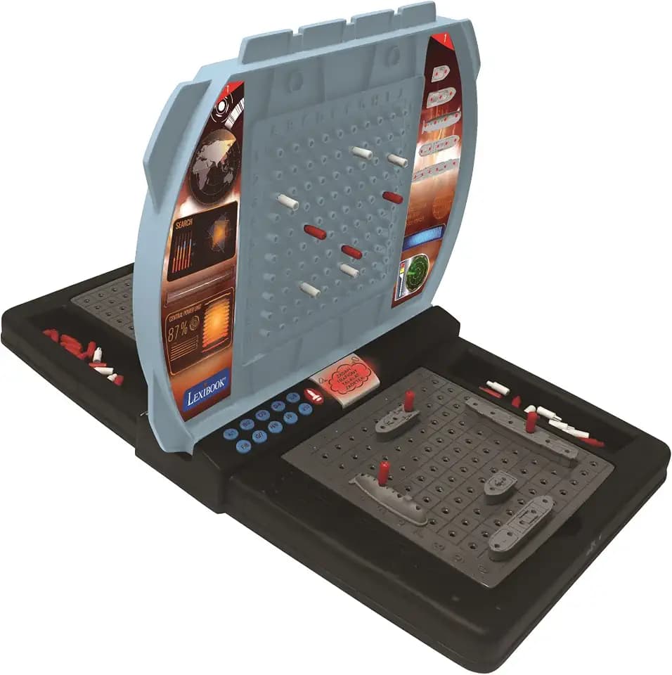 Lexibook, Sprechende Seeschlacht (Tschechisch, Polnisch, Ungarisch, Slowenisch), elektronisches Brettspiel 1 oder 2 Spieler, interaktiv, Licht- und Soundeffekte, Strategie, batteriebetrieben, GT2800i2