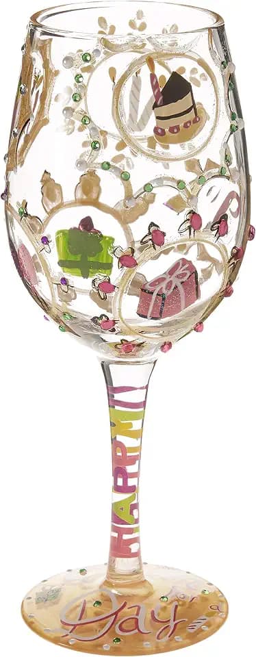 Designs by Lolita “Queen For a Day” Hand-painted Artisan Wine Glass, 15 oz.