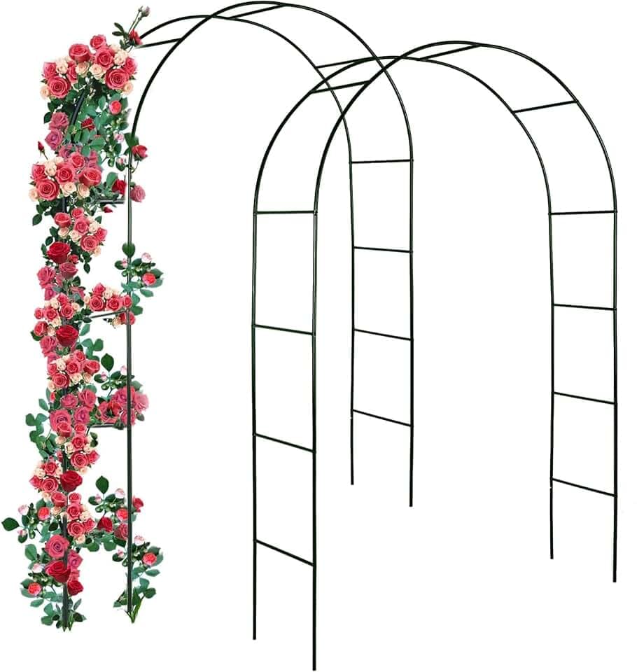 Forever Speed Rosenbogen Torbogen Garten Rankgitter Rosenhilfe aus Pulverbeschichtetem Stahl, Garten Decoration und Verzierung Kletterer wetterfest Grün（2 Stück）