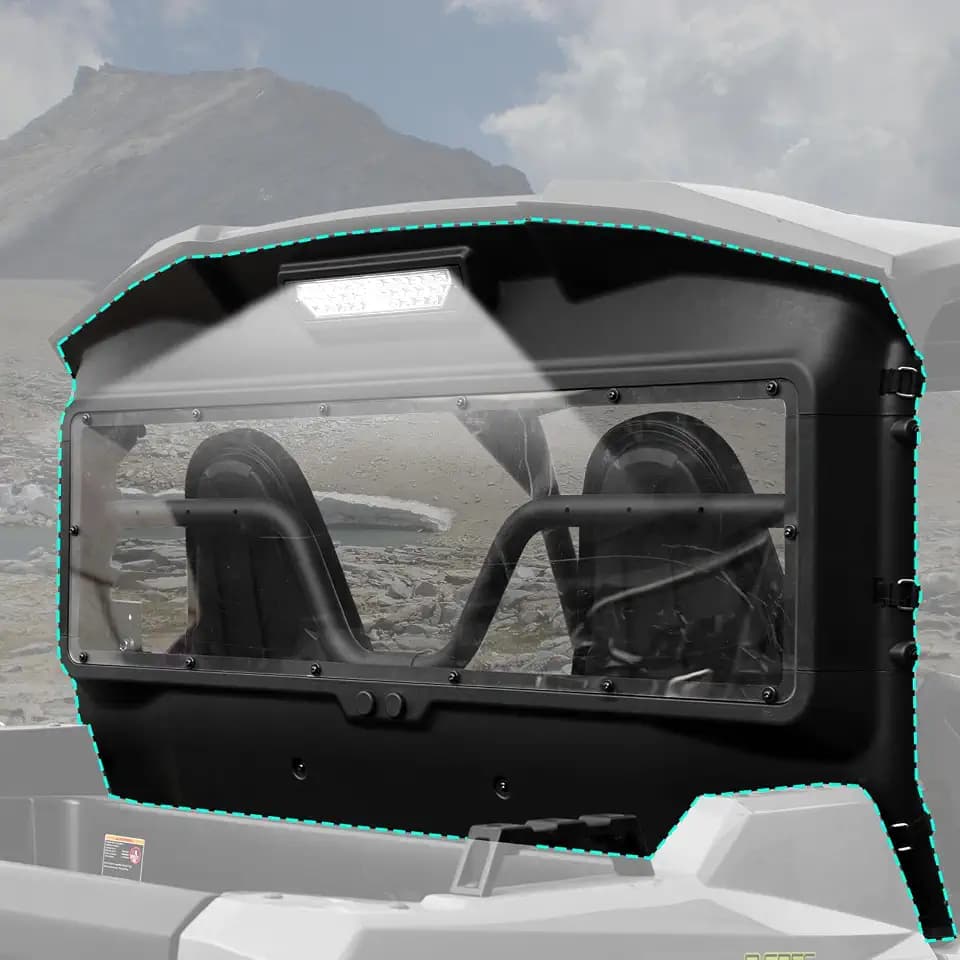 HAKA TOUGH Rear Windshield with Light for Yamaha Wolverine RMAX 2 Accessories 2021-2024, Heavy-duty Dustproof Durable Full Clear Rmax 2 Rear Back Windshield