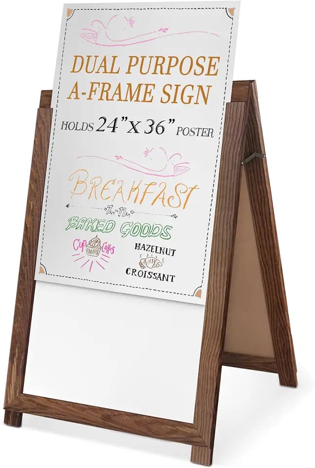 Ilyapa 2-in-1 A-Frame Sign Holder & Whiteboard, 28x41 Inch - Barnwood