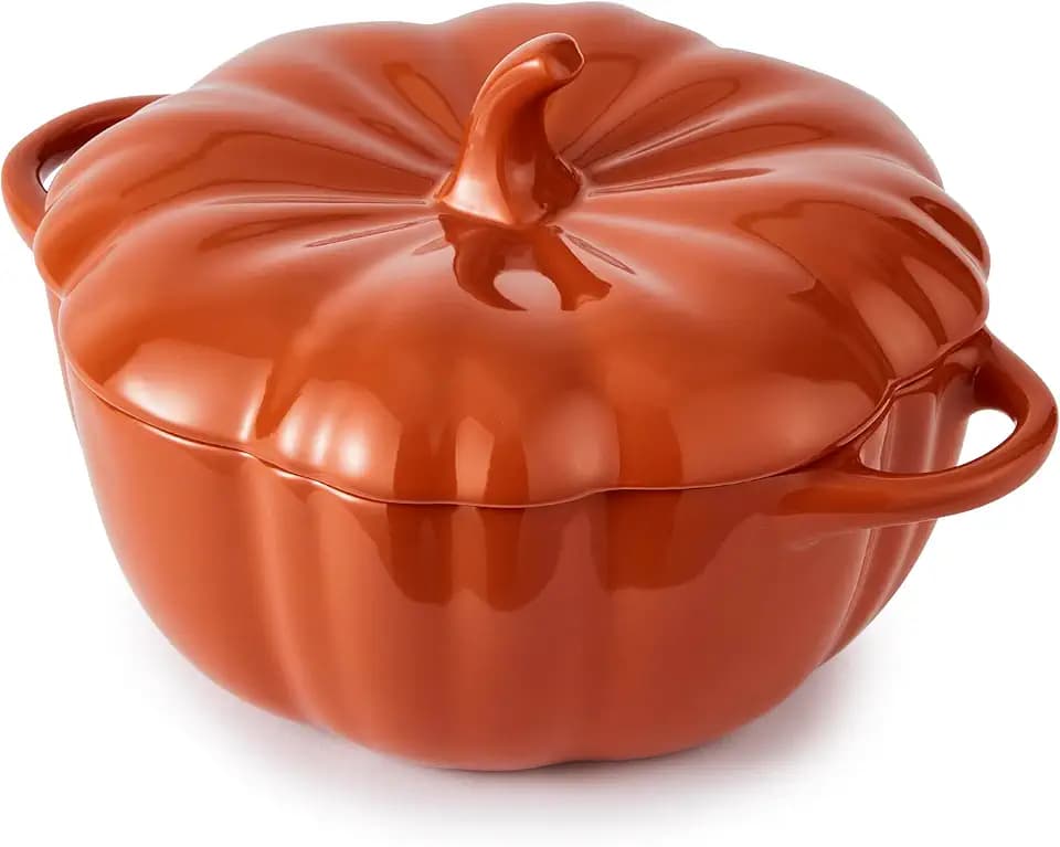 Wade WA975003ORA Große Kürbis-Auflaufform mit glatter Glasur innen, Steingut, 1,1 l Fassungsvermögen, 23 cm, Orange