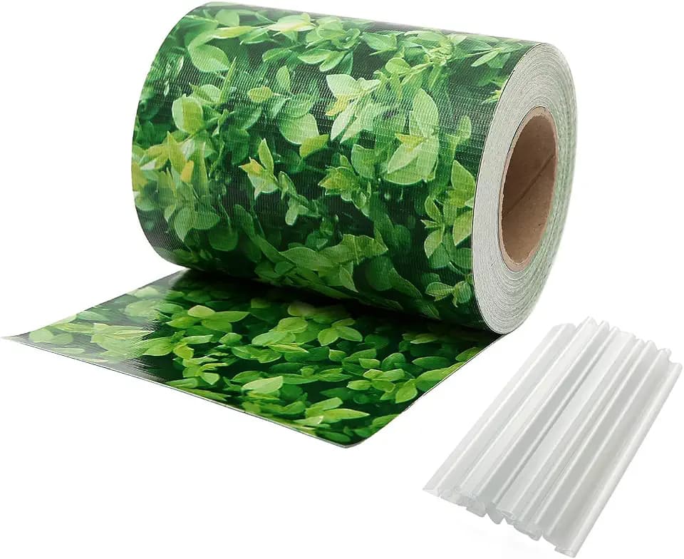 Naimorui PVC Sichtschutzfolie Sichtschutzstreifen Garten Sichtschutz Zaun Inkl. 20 x Befestigungsclips 450g/m² - Doppelstabmatten für Gartenzaun - (19cm*35m Buchsbaum)