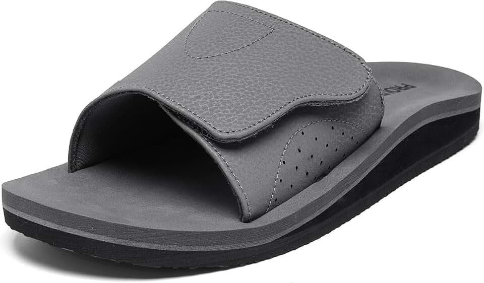 Men's Slide Ergonomic Sandals Adjustable Athletic Sandals with Arch Support