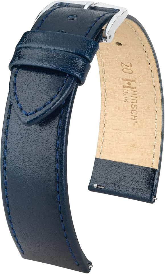 HIRSCH Uhren-Armband Osiris - Uhr-Band aus glänzendem Kalbs-Leder mit feiner Struktur