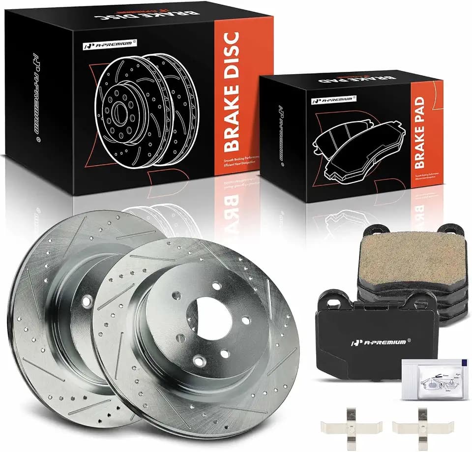 A-Premium 12.68 In (322 mm) Rear Brake Rotors & Ceramic Pads Kit, 6-Pack