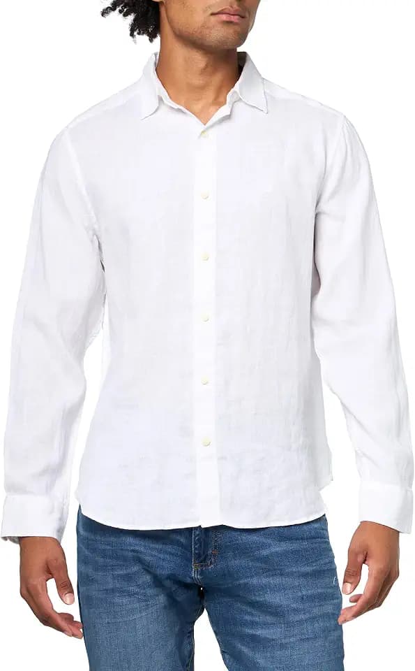 Nautica Men's Long Sleeve Solid Linen Button Up Shirt