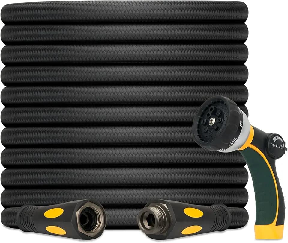 TheFitLife Garden Hose 100 ft - Heavy Duty 100ft Non-Expandable Long Water Hose, No Kinking, Lightweight, Full Property Coverage Without Compromise, 1/2 id x 100 Feet