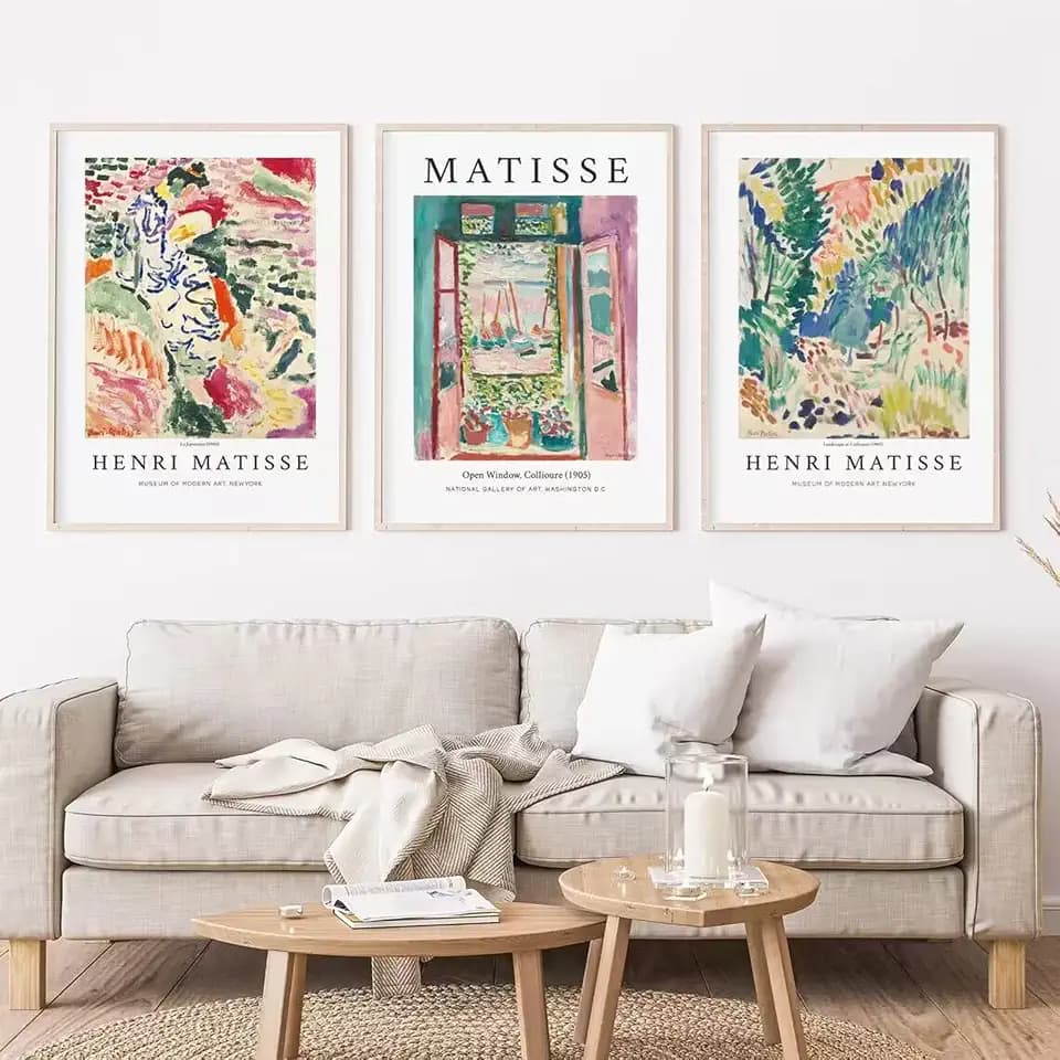 Henri Matisse Wandkunst Leinwand Henri Matisse Poster ​ Matisse Landschaft Poster Matisse Fenster Drucke Henri Matisse Drucke Kunstausstellung Poster für Wanddekoration 40.6x61 cm (3 Stück) ungerahmt