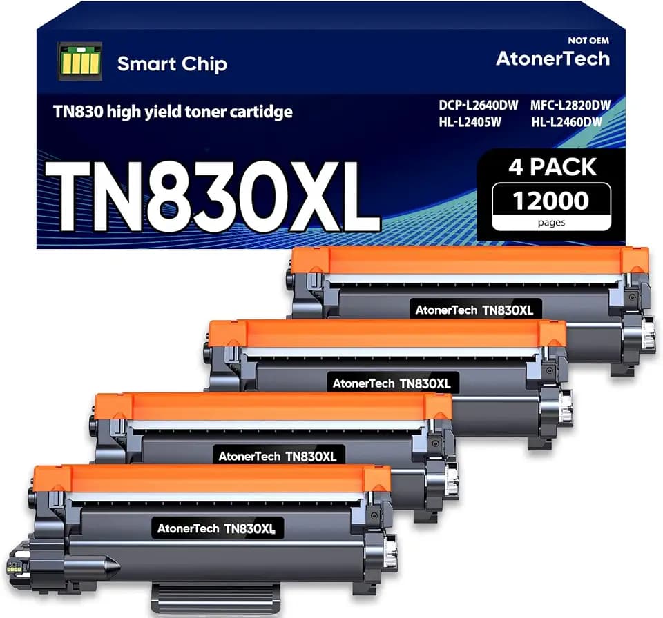 TN830 / TN830XL High Yield Toner Cartridges Replacement for Brother TN830XL TN830 830XL Toner Cartridge with DCP-L2640DW HL-L2460DW HL-L2405W MFC-L2820DW Printer | 4-Pack Ink