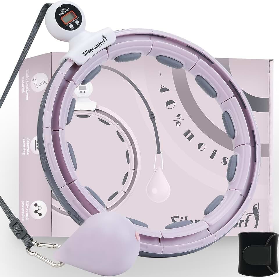 Smart Hula Hoop, Leise Fitness Reifen Erwachsene, Hula Hoop mit Gewicht Ball, 16 Knoten, Fit Hoops Reifens mit Zähler für Anfänger Gewichtsverlust Fitness