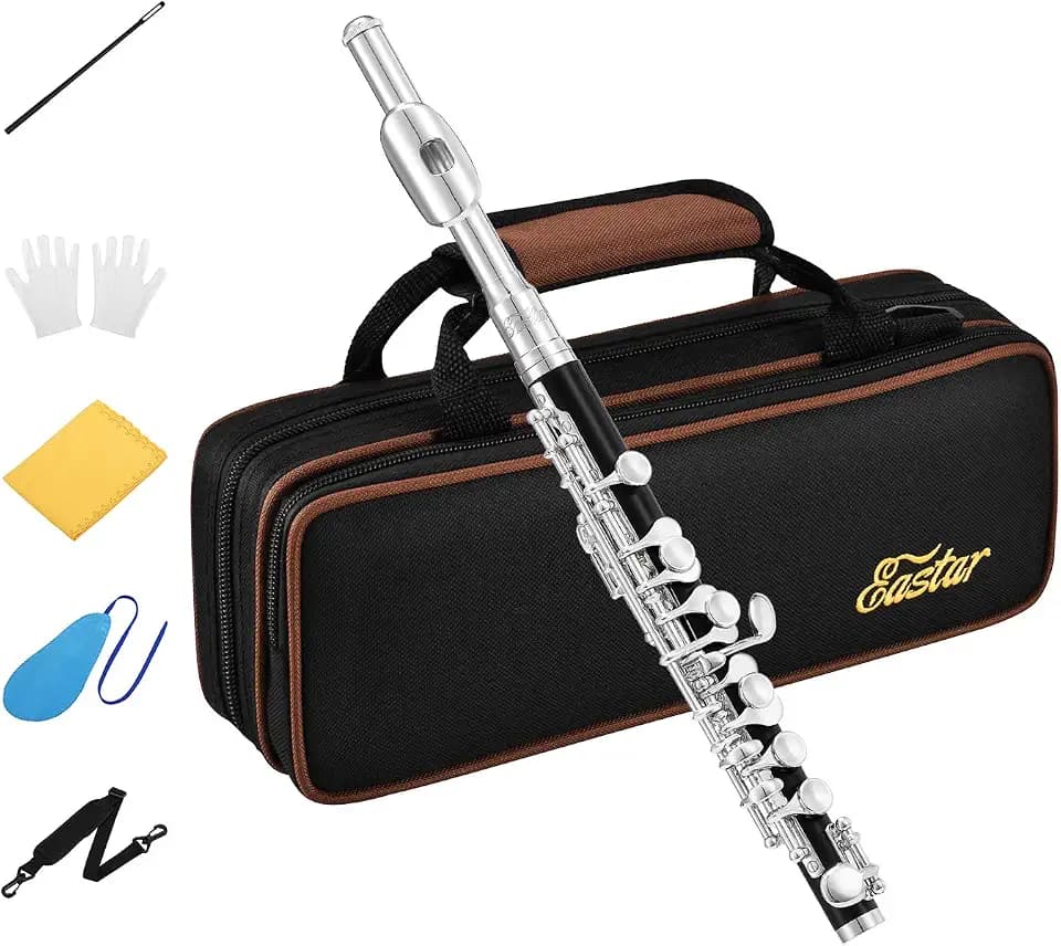 Eastar Key of C Beginner Student Piccolo, Case Full Kit, Black, EPC-3S