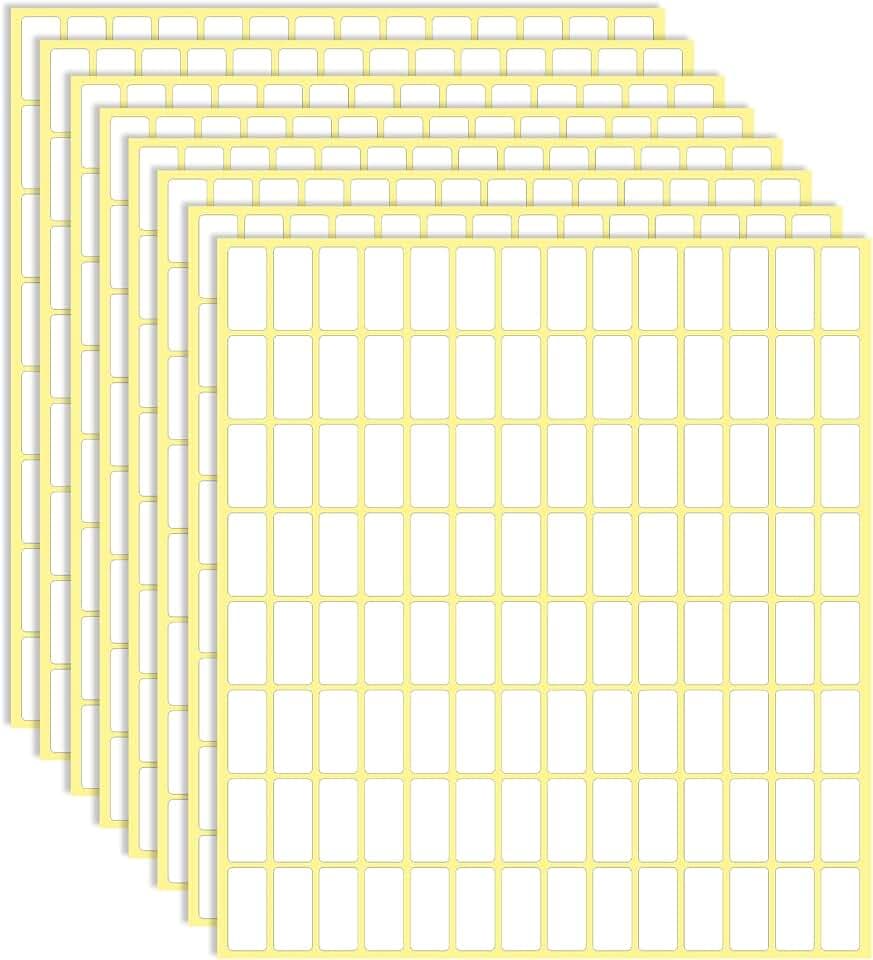 3360 Stück weiße Etiketten Aufkleber zum Beschriften 10 x 20 mm kleine Preisschilder Selbstklebend Klebeetiketten leere Aufkleber für Gläser, Ordner, Schule, Büro, Küche