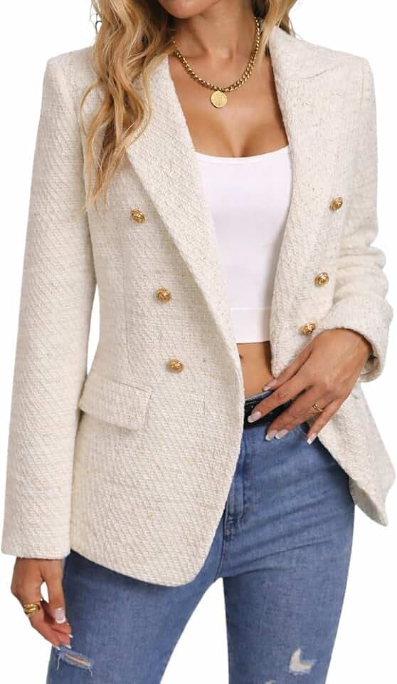 Mina Self 2026 Women's Fall Tweed Blazer Plaid Jacket Business Casual Coat