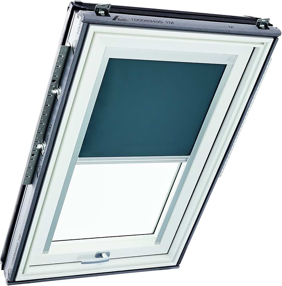 Original Roto Verdunkelungsrollo ZRV - Nahezu vollständige Verdunkelung - Führungsschiene Silber - Dachfenster Baureihe Designo R6/R8, i8 und Classic 64/84 - Größe 074/160 | 07/16 - Farbe Dunkelgrau