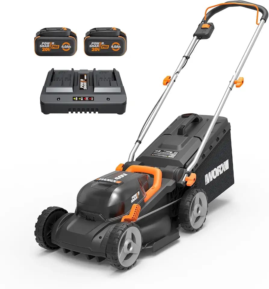 WORX Cordless Lawn Mower, 40V 14" 2-in-1 Grass Mower for 1/8 Acre, WG735
