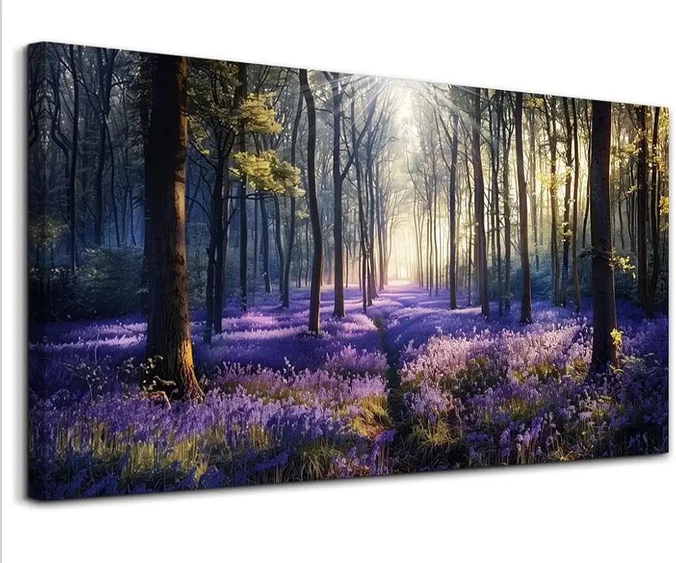 hyidecorart Landschaft Bilder Wohnzimmer Wald Aesthetic Gemälde 50x100 cm