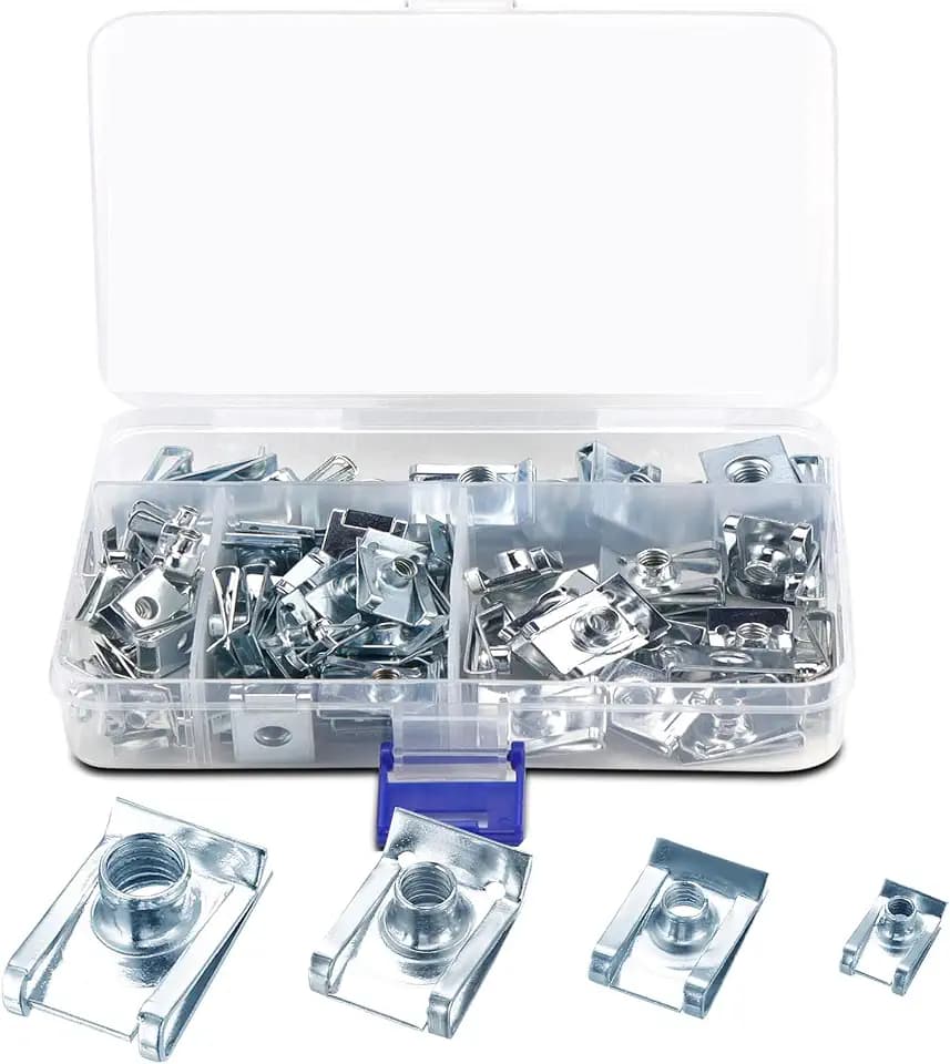U-Typ Metall Clipmuttern, 90 Stück Metall U-Type Blechmuttern Befestigung Clips, Karosseriemuttern Schnappmuttern Clipmuttern Edelstahl, für Auto (M4 M5 M6 M8)