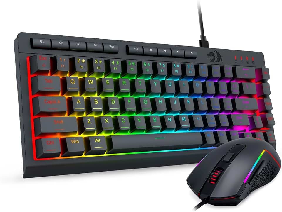 Redragon 60% Wired Gaming Keyboard and Mouse Combo, RGB Backlit, Black