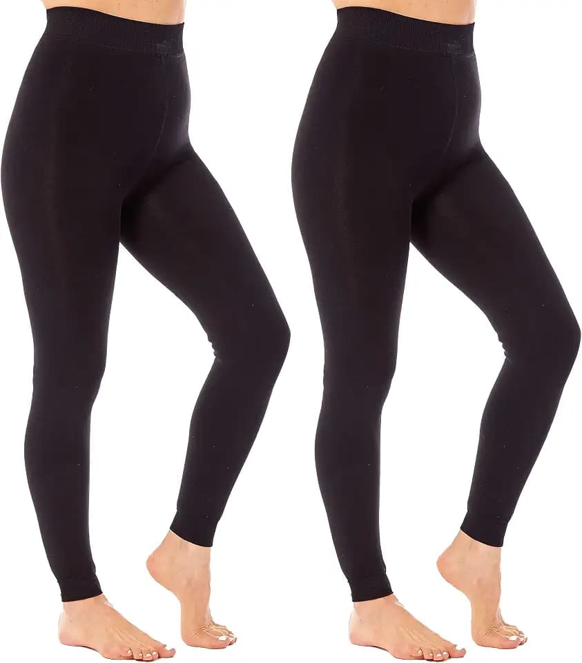 Heatwave 2er Pack Damen Leggings Samt Plüsch Thermo Fleece Gefüttert Hohe Taille Dehnbar Bequem Gemütlich Weiches Gefühl Den ganzen Tag Komfort Winter