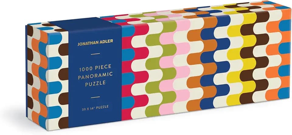 Jonathan Adler Bargello 1000 Piece Panoramic Puzzle from Galison - 39" x 14" Landscape Puzzle, Chic and Modern Design, Thick & Sturdy Pieces, Challenging Activity for Adults, Makes a Great Gift!