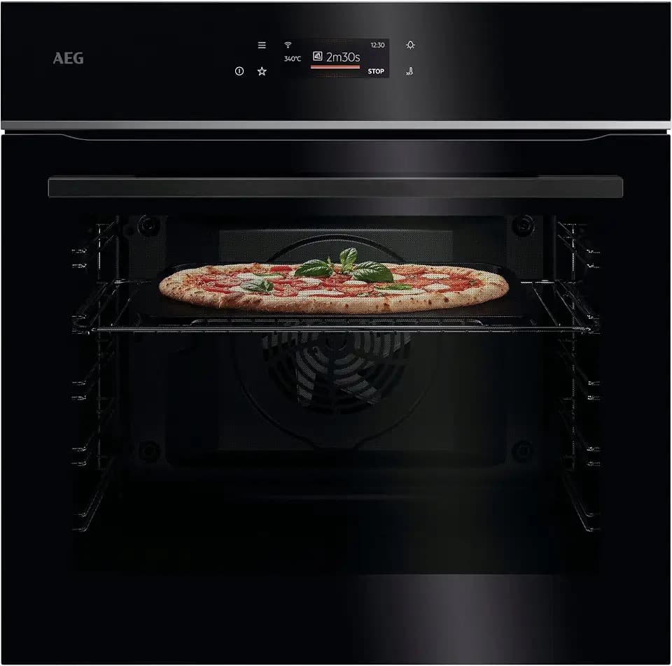 AEG Wifi Einbau-Pizzaofen, Pizza in 150 Sek bei 340°C, Schwarz, TX7PB62WSB