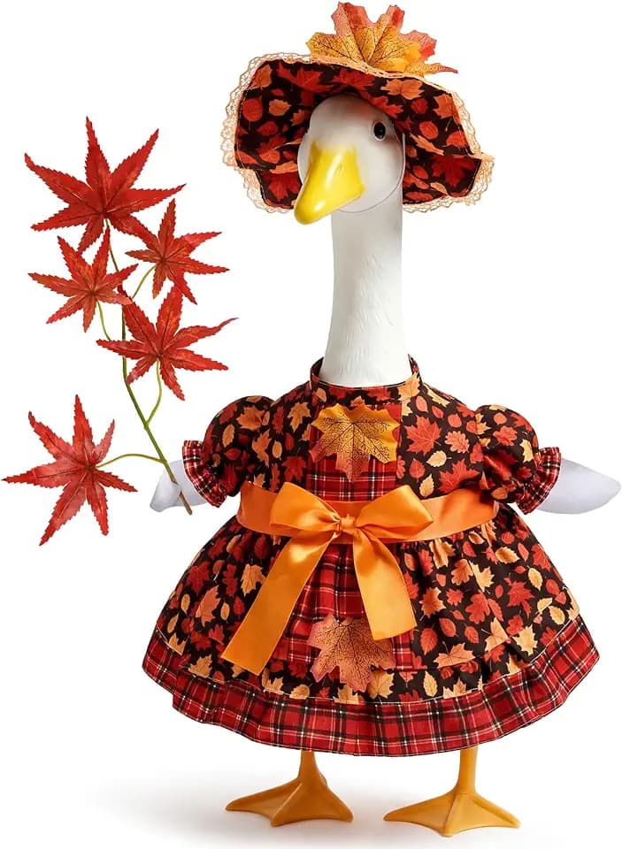 Mastom Fall Maple Porch Goose Outfits Fits 23" Patio Yard Goose Statue