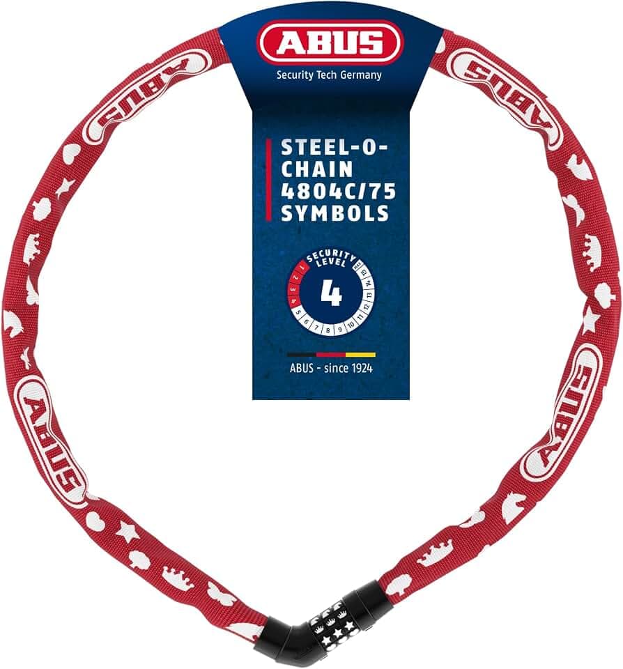 ABUS Kettenschloss Steel-O-Chain 4804C SYMBOLS – Zahlenschloss für Kinderfahrräder – ABUS-Sicherheitslevel 4