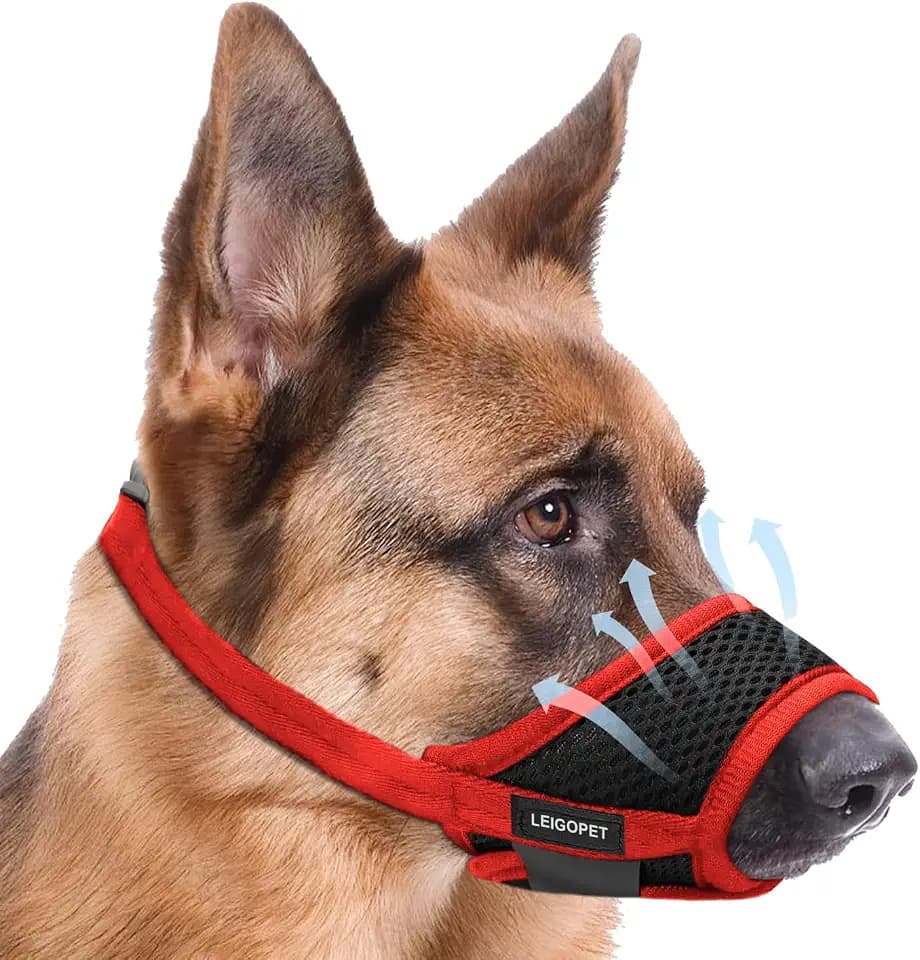 Dog Muzzle for Medium Dogs, Breathable Mesh, Red, M