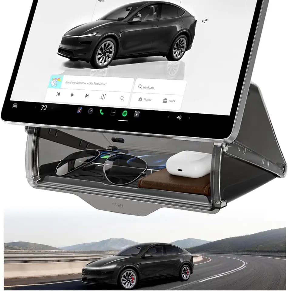 Zanch Hidden Under Screen Storage Organizer for Tesla Model Y & Juniper