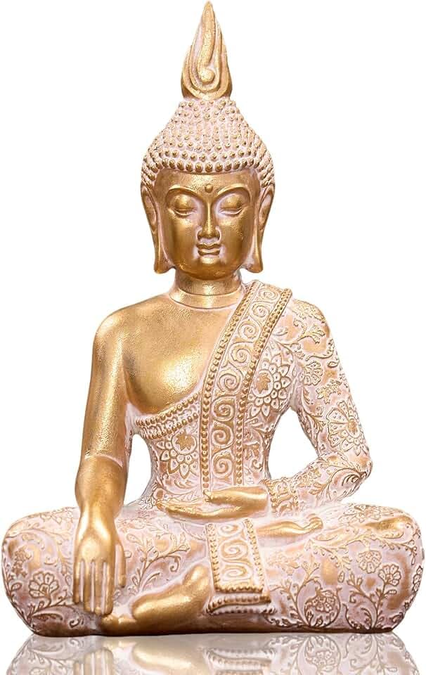 Gold Buddha Statue7.87 Inch for Home Decor- Zen Buddha Statue -Serene Meditation Decor with Blessing Services Included