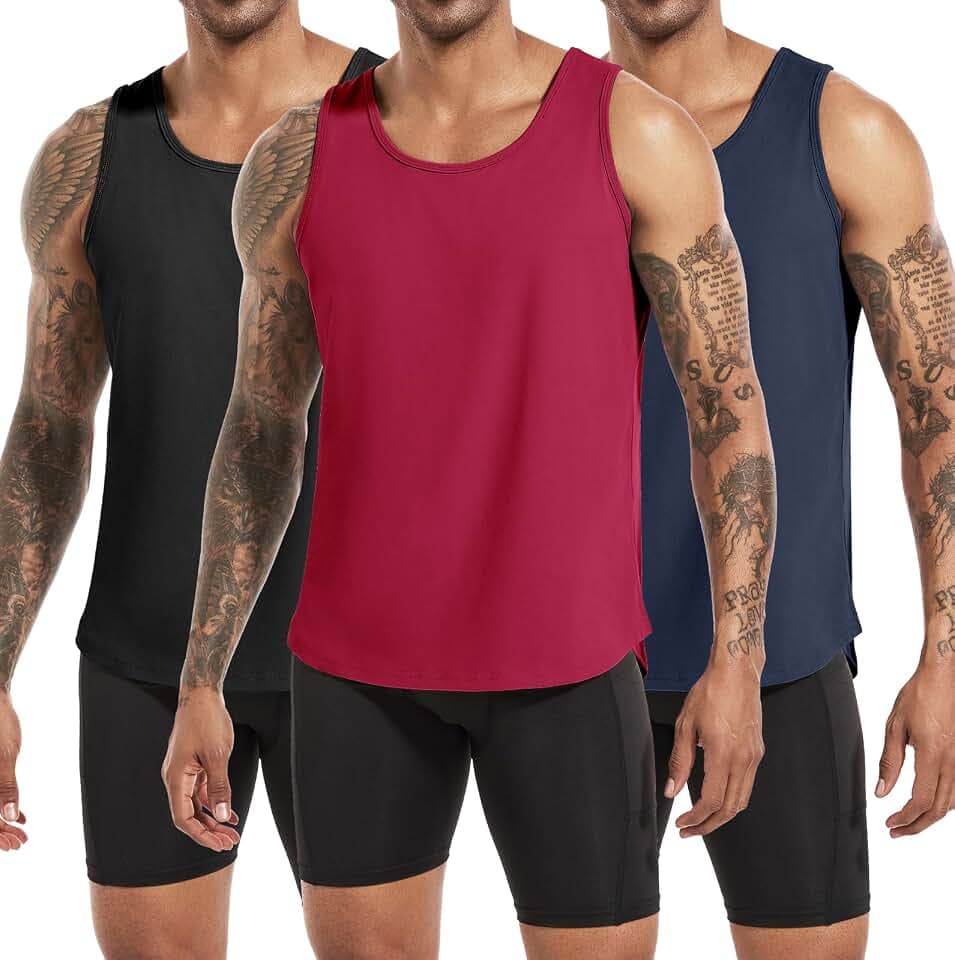 Boyzn 3er Pack Herren Tank Top Fitness Tankshirt Ärmelloses Training Workout Achselshirt Sommer Unterhemd Funktionsunterhemd Laufshirt ts