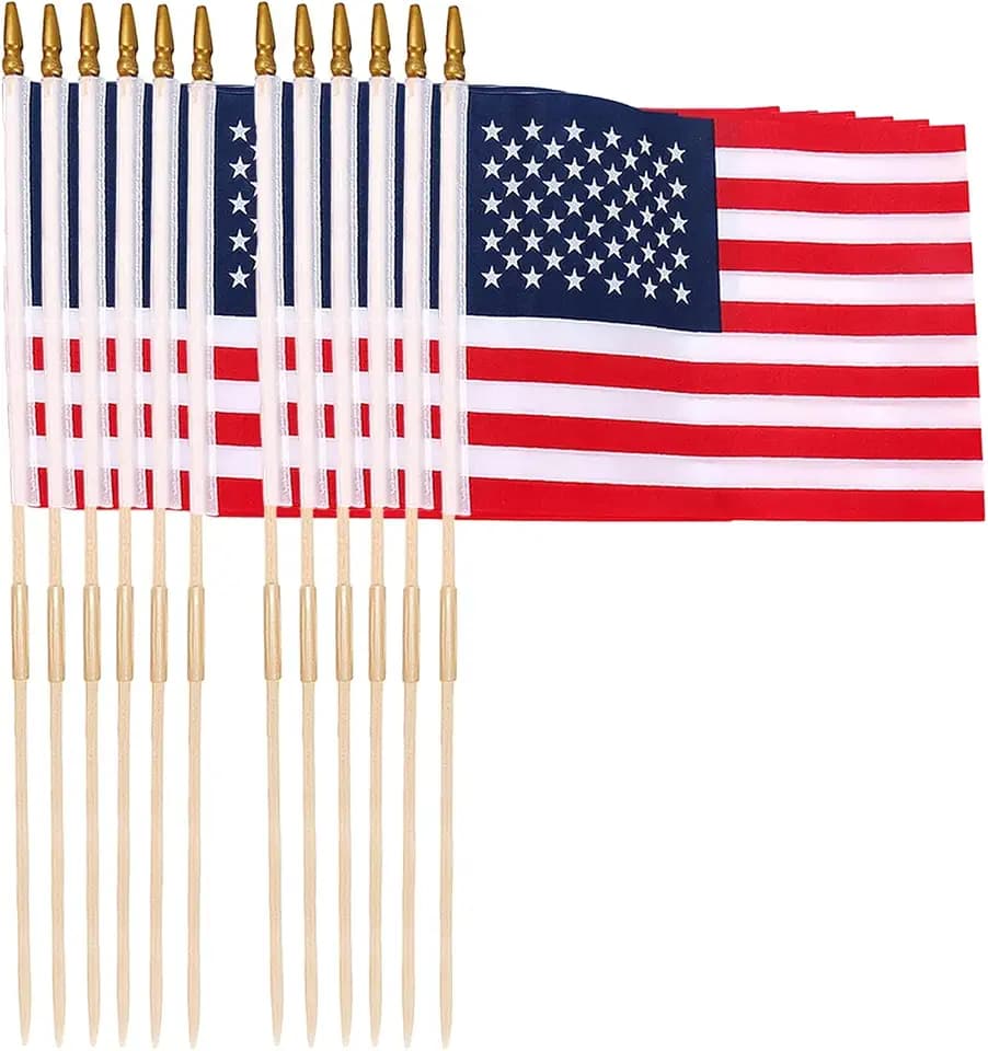 12 Pack 12x18 Inch American Flags for Outside,Patriotic Decorations