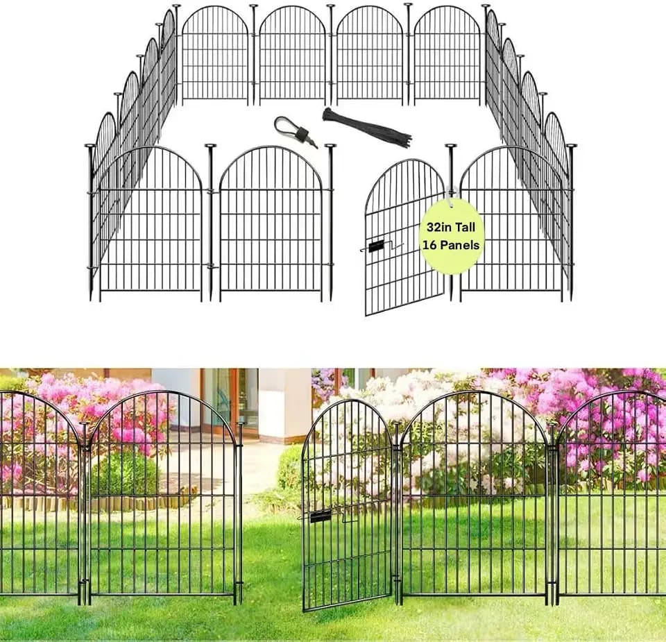 ADAVIN Garden Fence, 32in 16 Panels Dog Fence Outdoor for Yard, 35 Ft