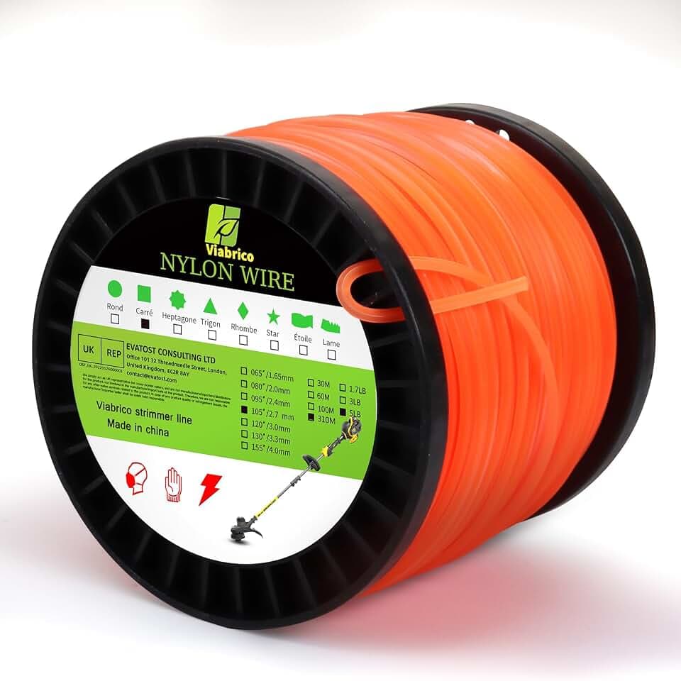 VIABRICO .105" Weed Eater String 1069FT x 5LB Square String Trimmer Line