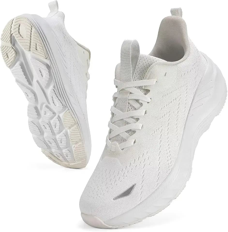 Women's Slip On Walking Shoes Wide Cushion Running Tennis Shoes with Arch Support Insole, Non Slip Sole for Nursing Workout Gym Athletic Fashion Sneakers White 38