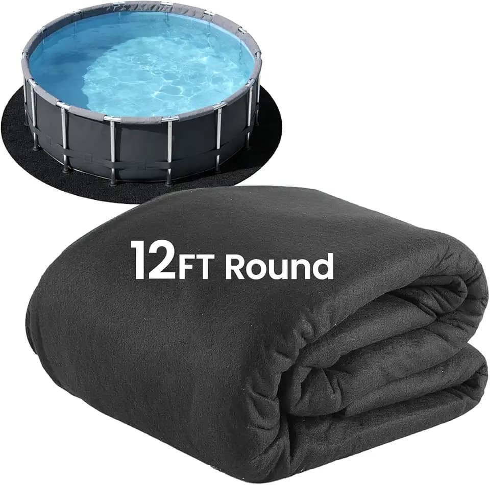 Poolvio 12-Foot Round Above Ground Pool Liner Pad, Geotextile Under Padding, Extends Liner Life, Puncture & Weed Barrier, Eco-Friendly Fabric