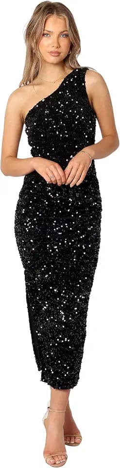 Petal & Pup Women's Kiki One Shoulder Midi Dress - Black