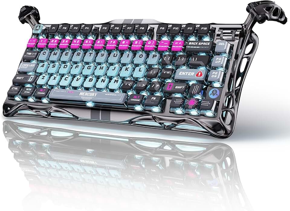 GravaStar Mercury V75 Pro HE Keyboard – 75% Layout Gaming Keyboard, Hall‑Effect Magnetic Switches, Only Wired, Hot‑Swappable, 8000 Hz Polling, Dual‑Zone RGB, Semi‑Aluminum Frame with Cyberpunk
