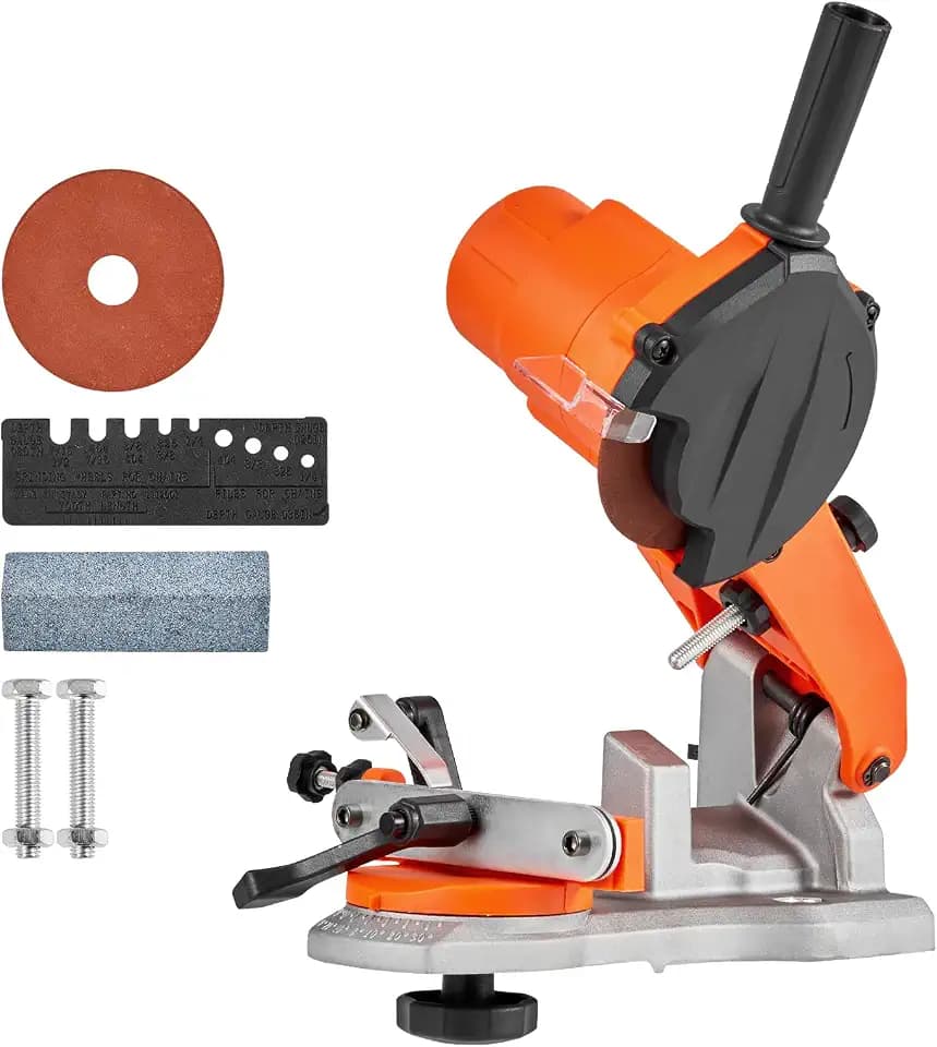 VEVOR Electric Chainsaw Sharpener, 85W Bench Saw Chain Sharpener 5000RPM, Professional Chainsaw Sharpening Tool with 2 Grinding Wheels & LED Light for Woodworking, Logging, Gardening