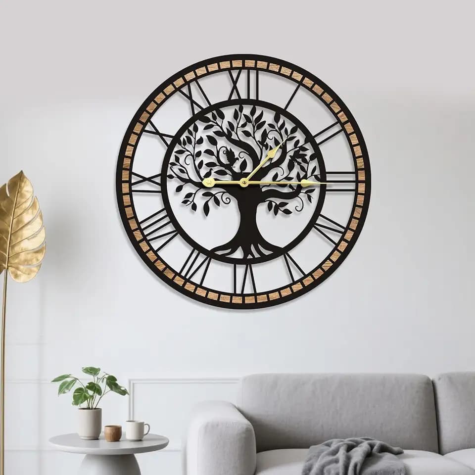 Wall Clocks for Living Room Decor - Tree of Life Big Wall Clock, Quiet and No Ticking Suitable for Wall Decor, Living Room Decoration, Kitchen Decoration (24 in)