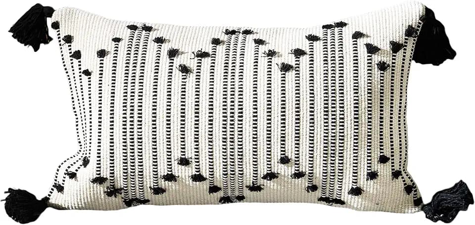 LIGICKY Kissenbezug Boho Büschelige Dekorative Kissenbezüge Getuftet Quaste Weich Kissenhülle Baumwolle für Sofa Couch Schlafzimmer Wohnzimmer Büro Auto 30 x 50 cm