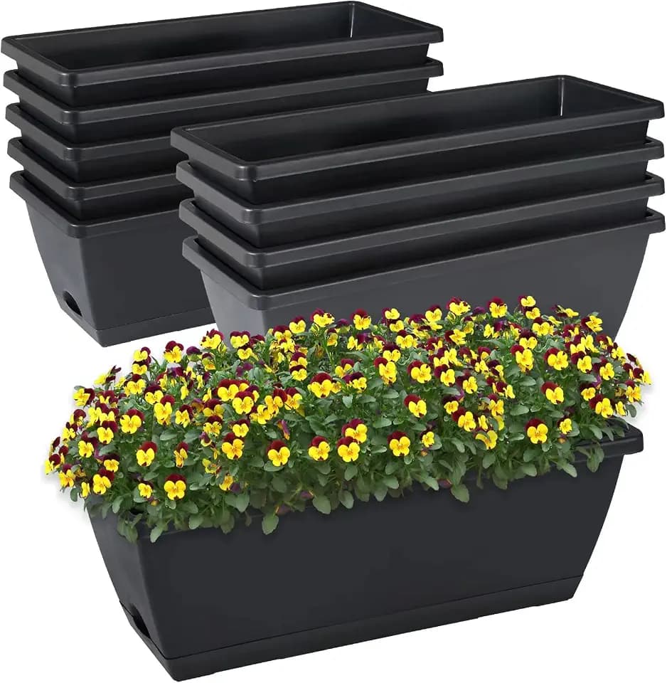 Window Box Planter,10Pack Plastic Vegetable Flower Planters Boxes
