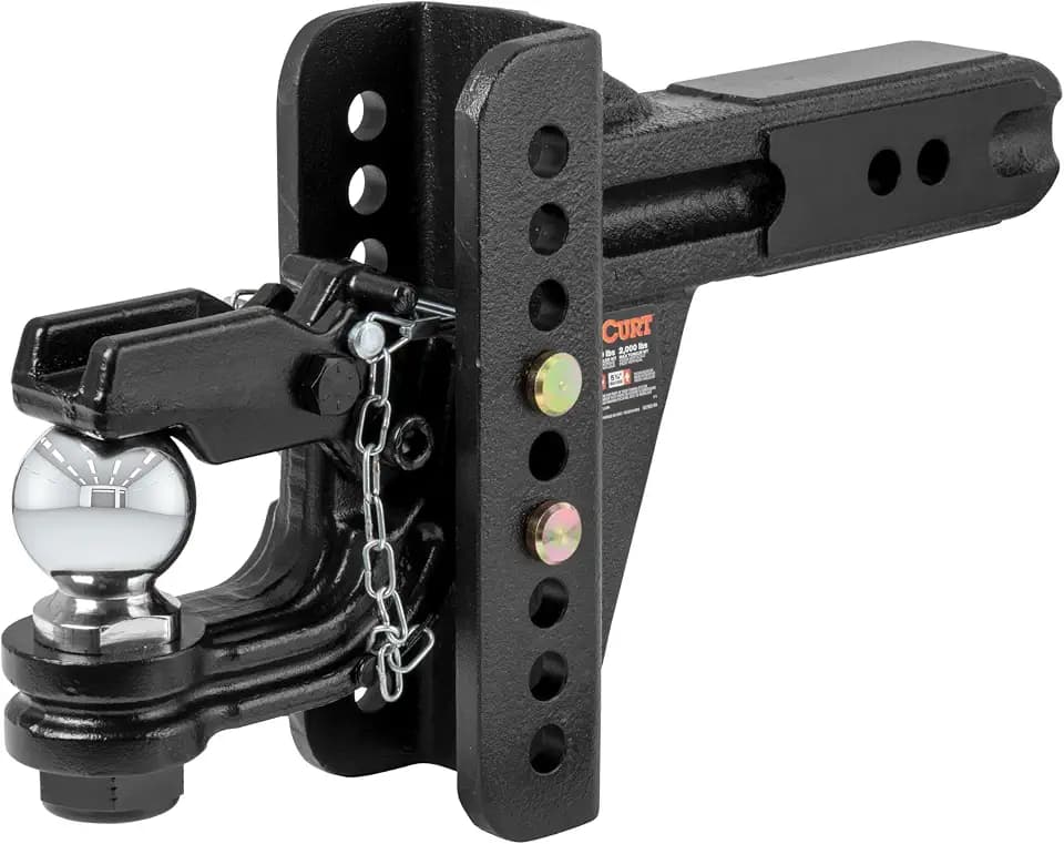 CURT 45908 Adjustable Ball and Pintle Channel Mount, 2-1/2" Shank, 20K